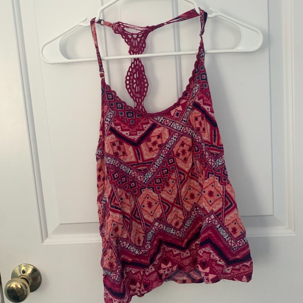 Pink Patterned Tank Top